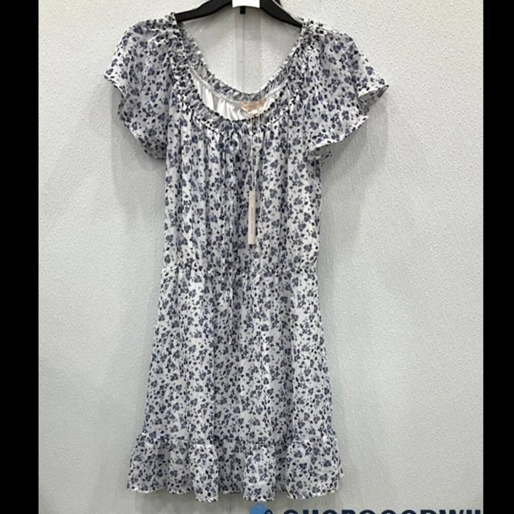 NWT Rebecca Taylor Women's Amelie Snow Comb Floral Dress | White & Blues | 4